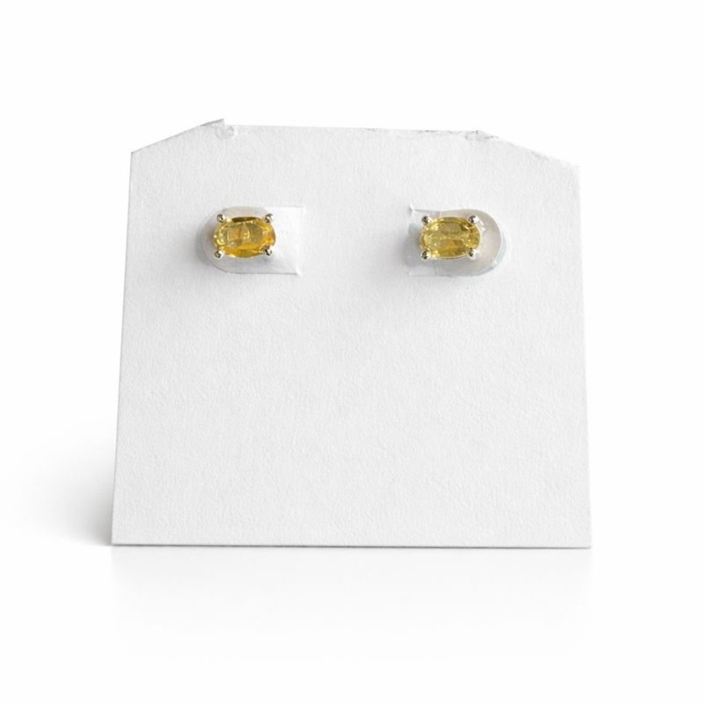 Sterling Silver Citrine Stud Earrings New